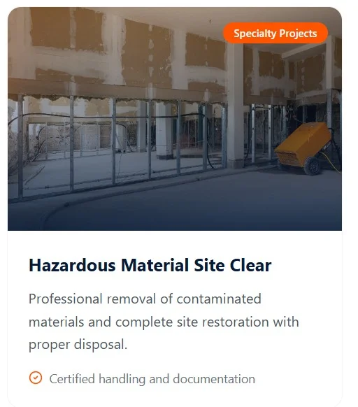 Industrial interior during hazardous material removal and site restoration process